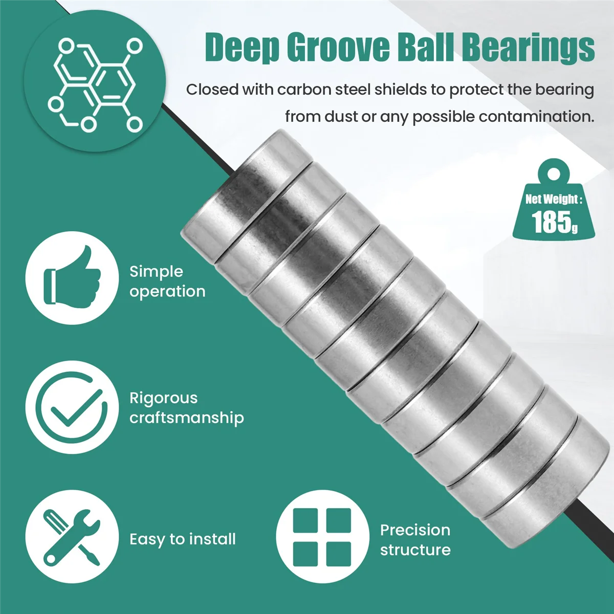 Bearing 10Pcs 6000RS Shielded Deep Groove Radial Ball Bearings 10mmx26mmx8mm
