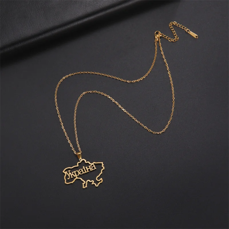Mode Umriss Ukraine Karte Halskette Kette Halsband Hals Edelstahl Schmuck Ästhetische Halsketten Geschenke accesorios para mujer – Detail 35