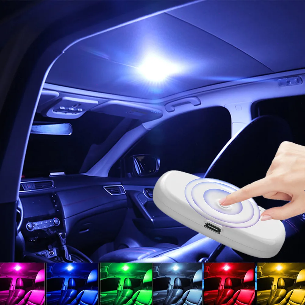 

Magnetic Car LED Wireless Touch Light USB Interior Reading Dome Lamp Ceiling Auto Roof Trunk Magnet Touch Light