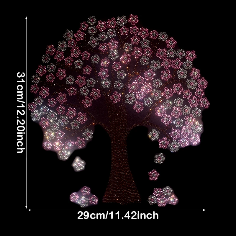​Prismatic Silhouette Tree Rhinestone Transfer - Holographic Iron-on for Tops, Bags & Garden Decor (Blossom Drift Effect)​​
