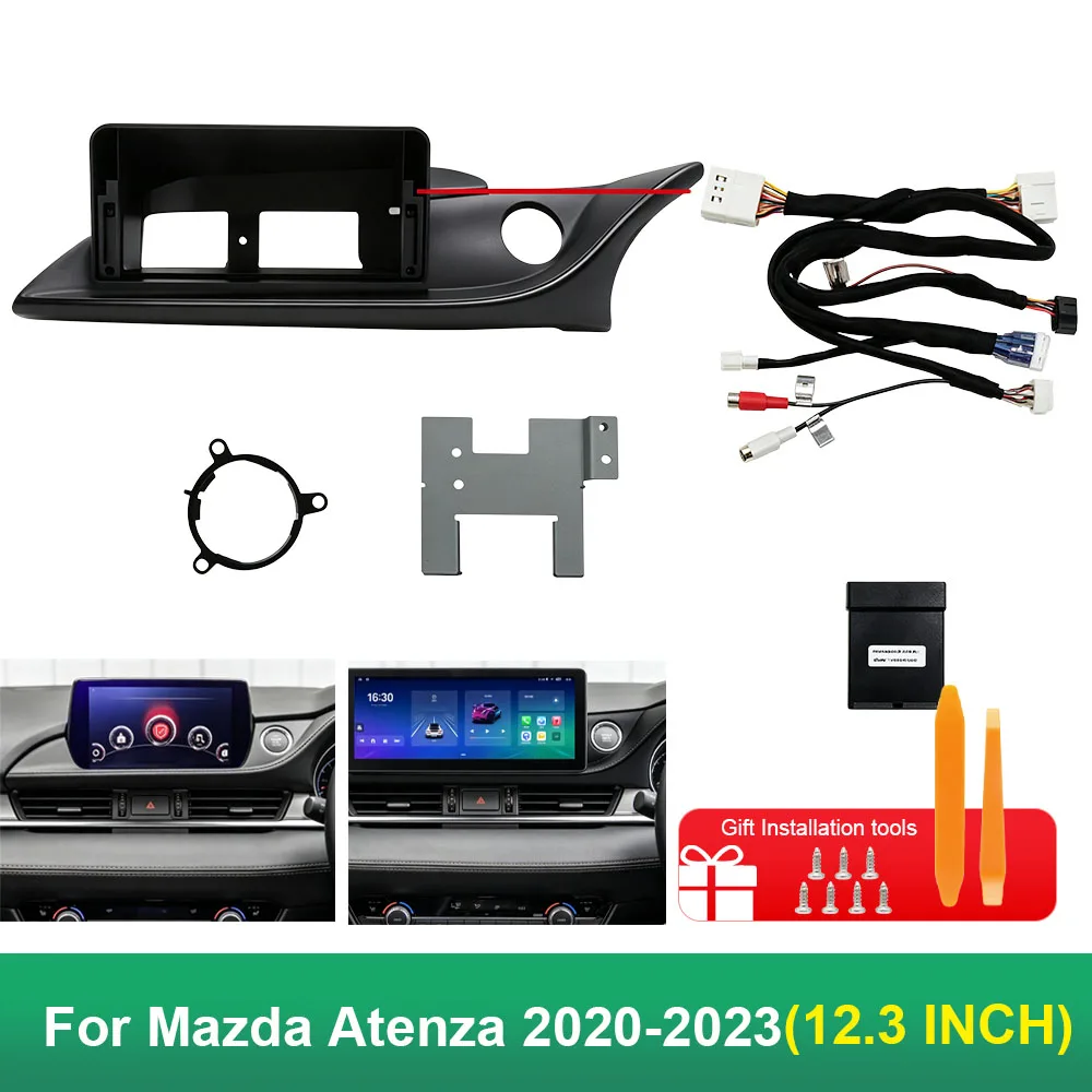 12.3 Inch RHD Car Radio Fascia Frame for Mazda Atenza 2020-2023 Android GPS Navigation Stereo Dash Panel Upgrade Kit