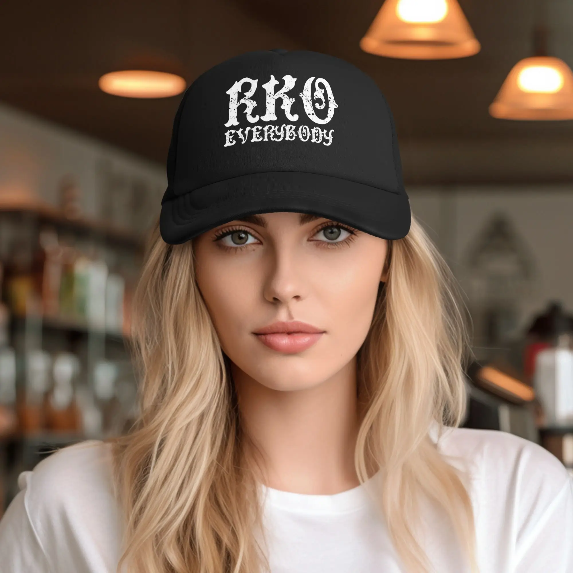 RKO Everybody  Wrestling Mesh Baseball Caps Trucker Worker Cap Funny Meme Hats Adjustable Polyester Sun Caps Summer Trucker Caps
