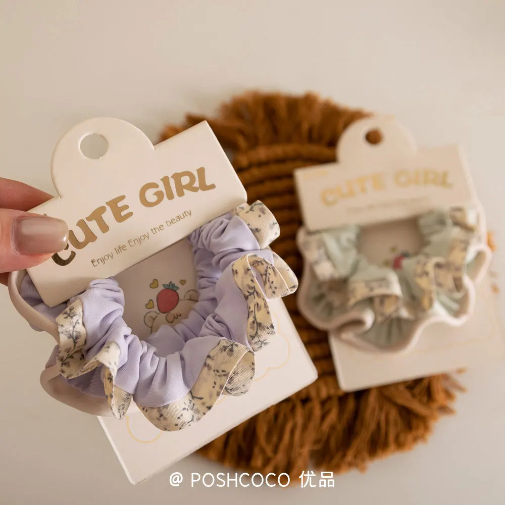 

Резинки для волос, 2 шт., кружевная петля с цветочным принтом, петля для кишечника, повседневное использование, аксессуары для волос без повреждений