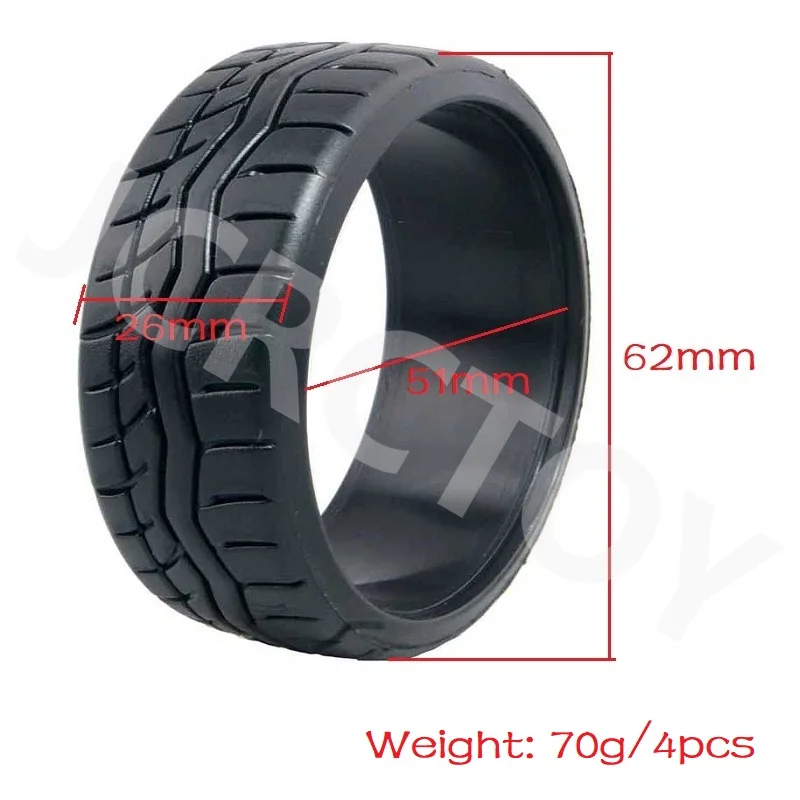 RC 62mm Racing Drift Tire Hard Tyre 4Pcs For 1/10 Kyosho Tamiya HSP HPI Yokomo Sakura On-Road Drifting Touring Flat Running Car