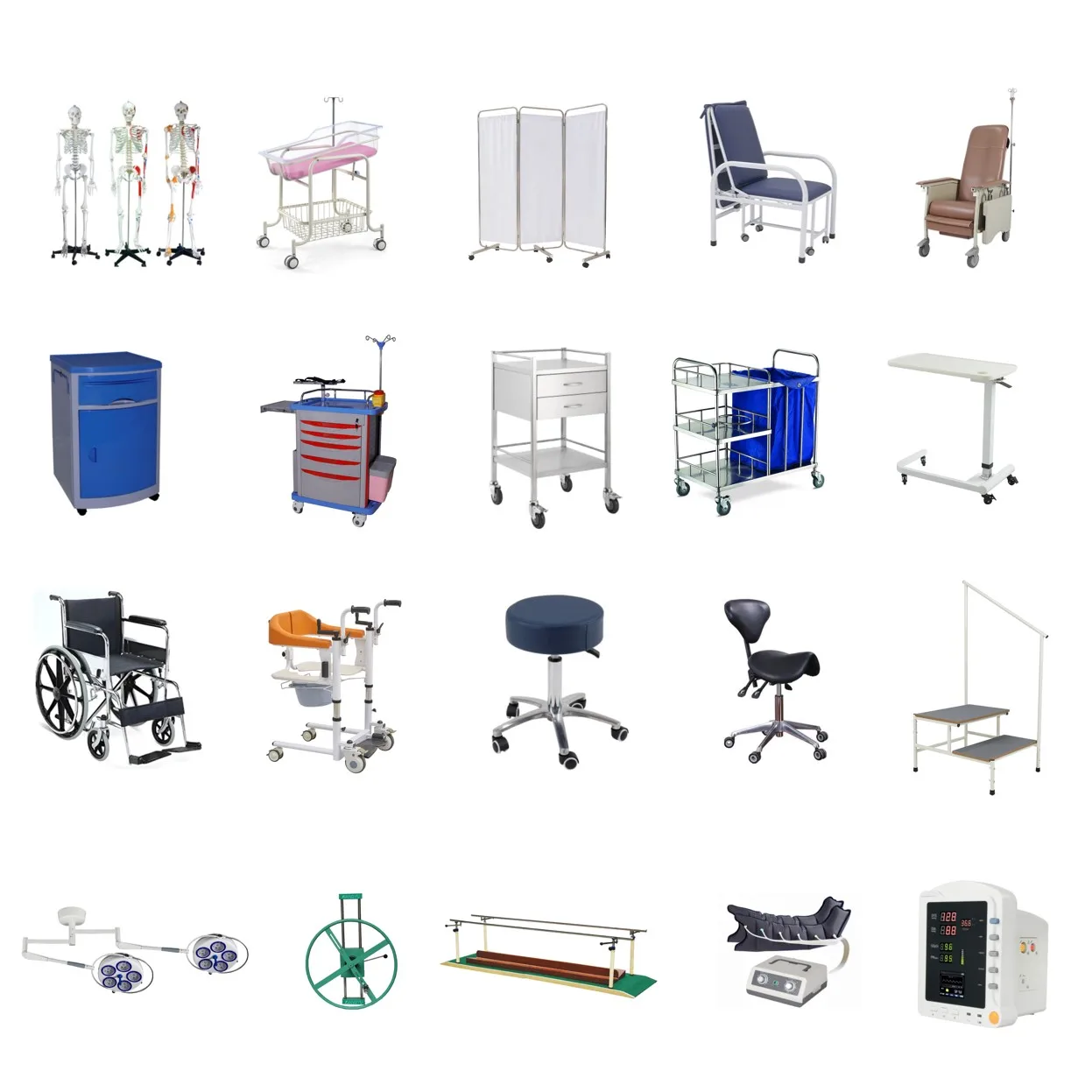 Medical S.S Rolling Cart Trolley Storage Cabinet Nursing Surgical Instruments Three-layer Stainless Steel Patient Trolley Cart