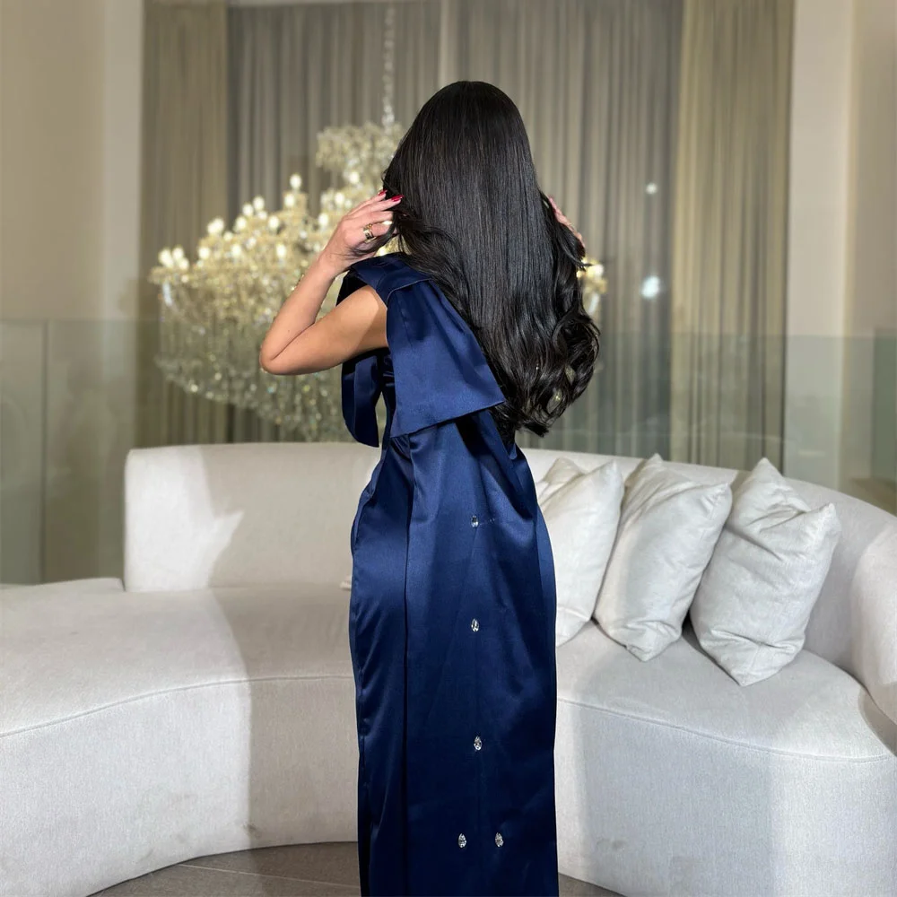 ROYET Luxury One Shoulder Bow Mermaid Formal Evening Dress Ankle Length Sweep Train Crystals Prom Gown For Woman Customized 2025