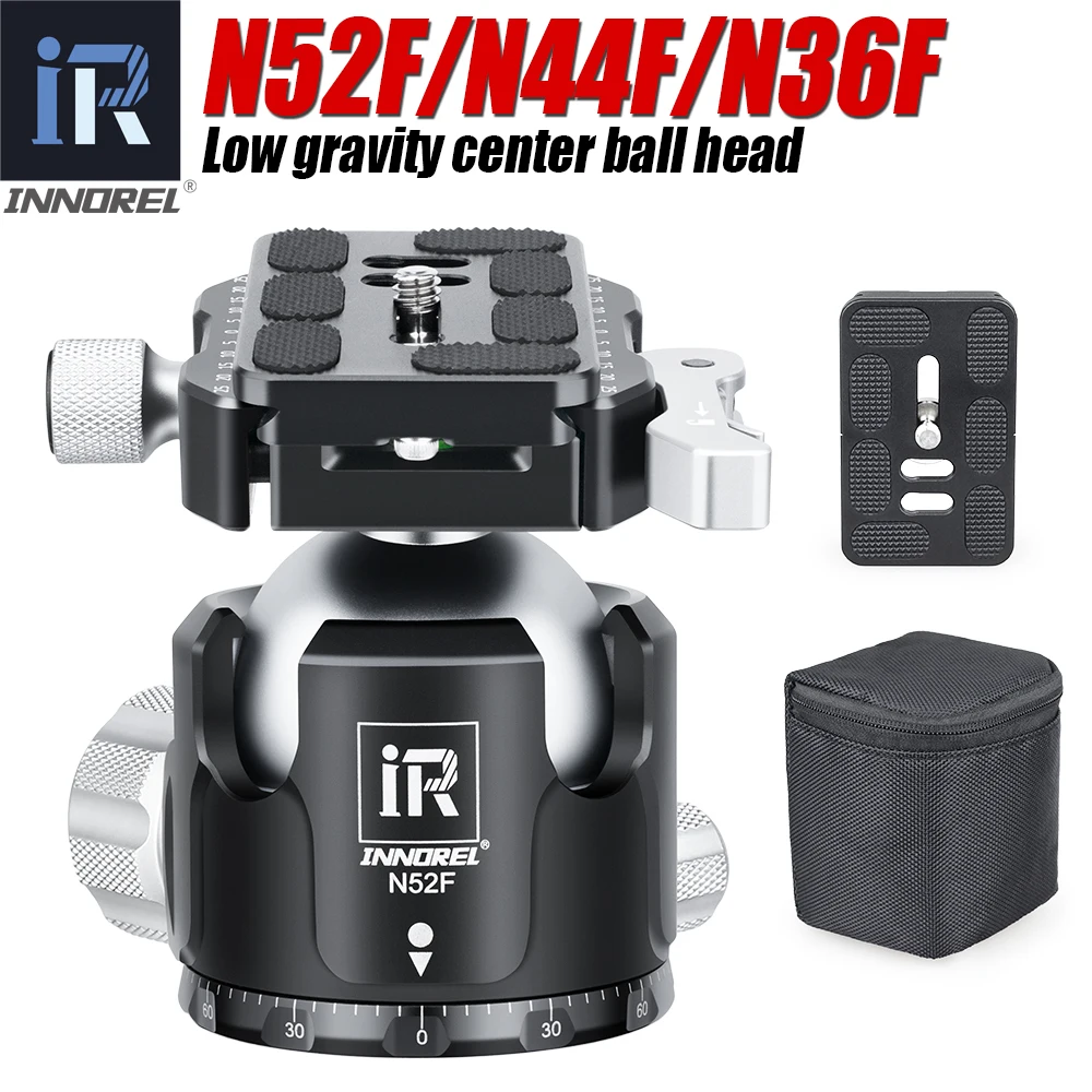 

20/25/30kg INNOREL Quick Locking Low Profile Tripod Ball Head, Fast Lever Release, with 2 Q.R. Plates for Monopod DSLR Camcorder