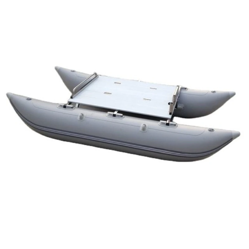 PVC Inflatable Pontoon Boat2.4m 2.6m 3m 3.6m With Aluminum Platform Fishing Boat