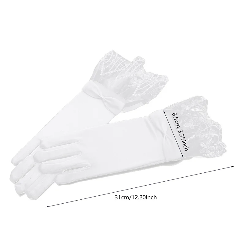 Data de casamento vintage branco cetim renda luvas curtas senhoras acessórios de noiva