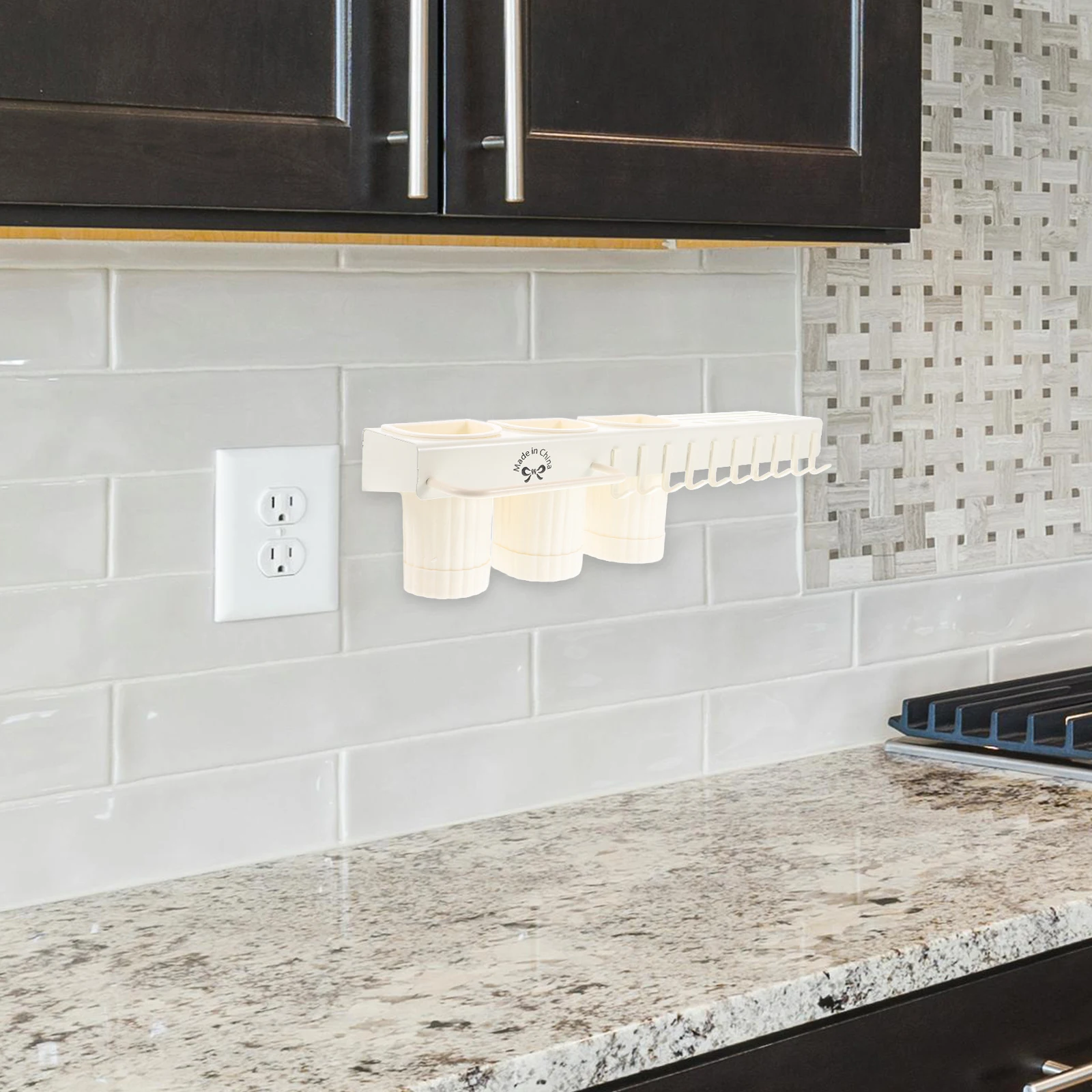 Multifunctional Wall Mounted Kitchen Organizer No Drill Storage Shelf Knife Pantry Spice Utensils Hanging Mount