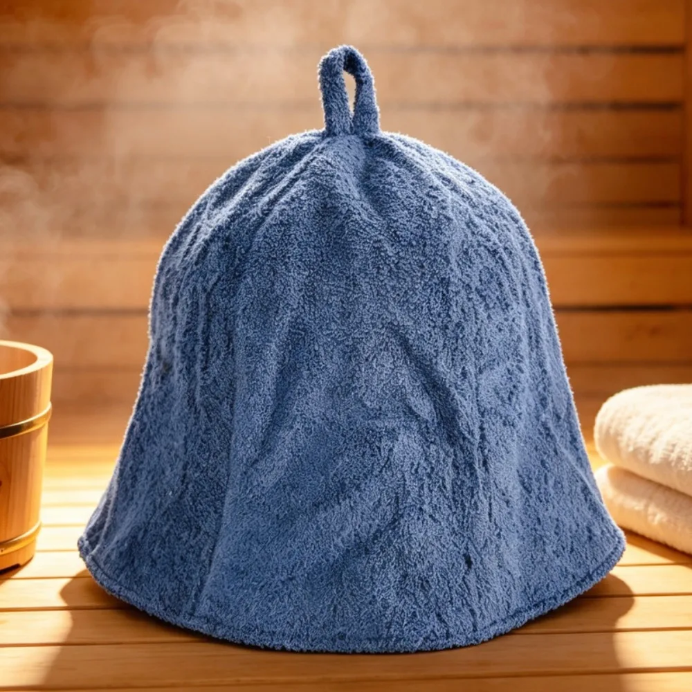 New Cotton Sauna Bathing Cap Thickened Double Layer Steam Room Hat Soft Touch Banya Cap For Russian Sauna
