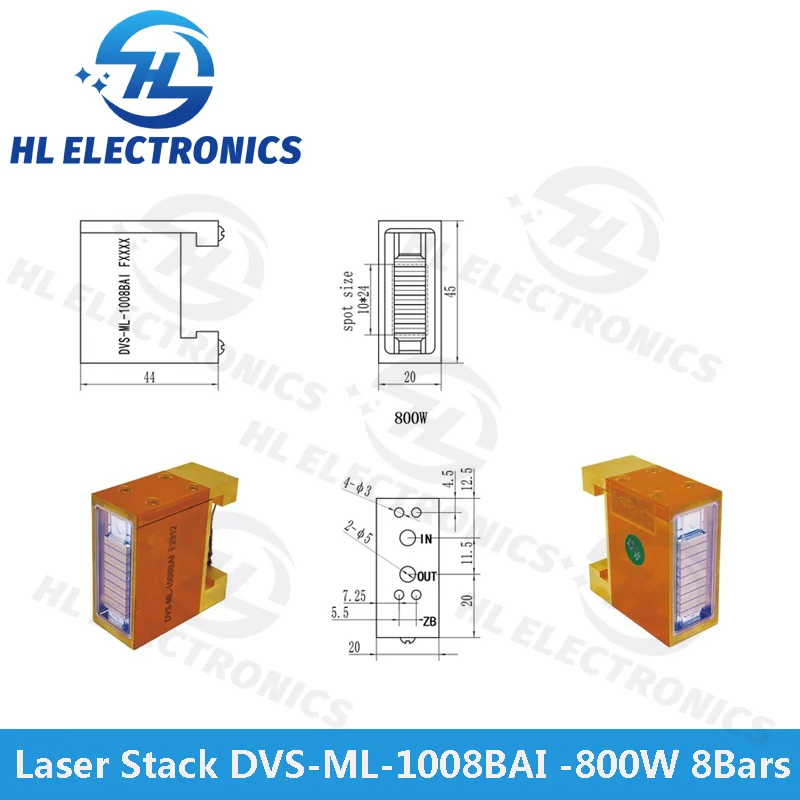 Stos diod laserowych 800W DVS-ML-1008BAI dla Laser diodowy 808nm