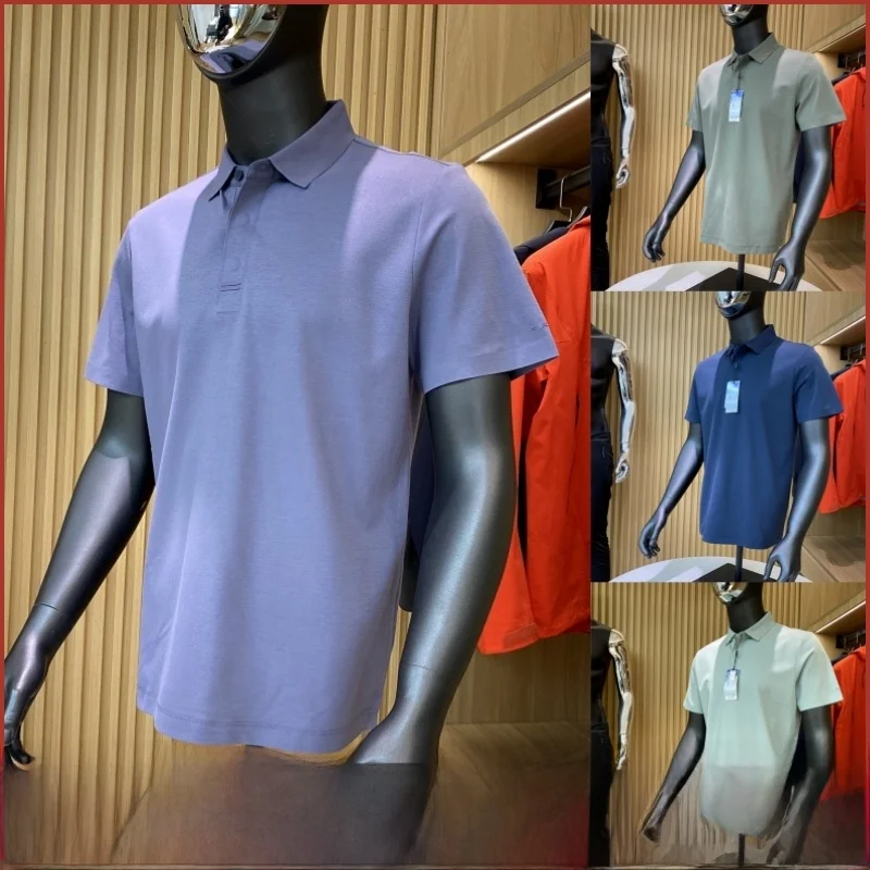 

High-End Tianmu Fiber Men's Summer Busin Casual irt ort Sve Flip-Collar Breathable Comfortable Commuting