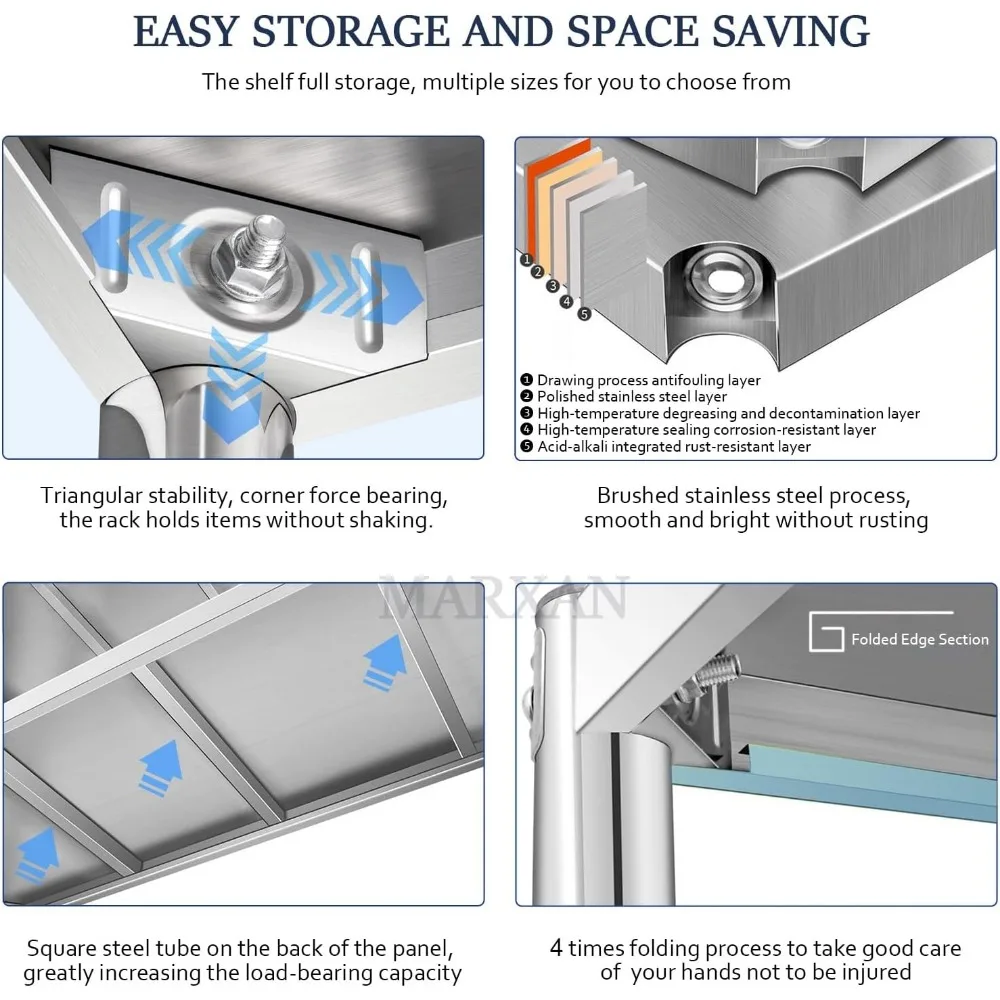 Mehrzweck-Aufbewahrungsregal aus Edelstahl 304, Organizer für Küchenkochgeschirr, bodenstehendes Mikrowellenregal