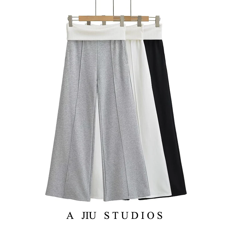 American Sle Hot Girl Pantaloni a gamba larga Pantaloni sportivi a gamba dritta slim casual larghi da donna Pantaloni lunghi fino al pavimento