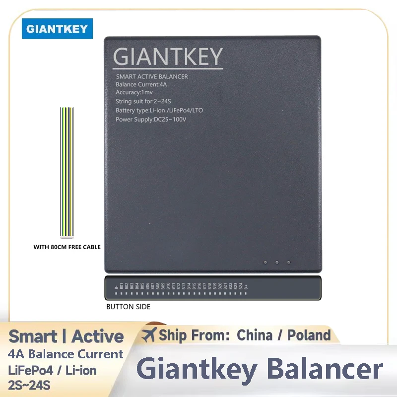 GIANTKEY 4A Smart Active Balancer with BT Neey Balance Current for 2S~24S Lifepo4 Li-ion Battery 4A BMS Equalizer