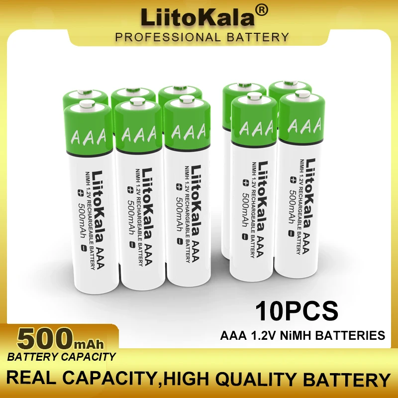 10PCS LiitoKala AAA NiMH 1.2V 500mAh Rechargeable Battery Suitable For Toys, Mice, Electronic Scales, Etc. wholesale