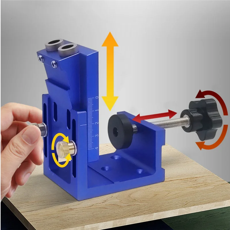 

A38M Pocket Hole Drill Guide Dowel Jig, Aluminium Oblique Hole Locator Drilling Kit Woodworker DIY Tools With 9Mm Drill Bit Dura