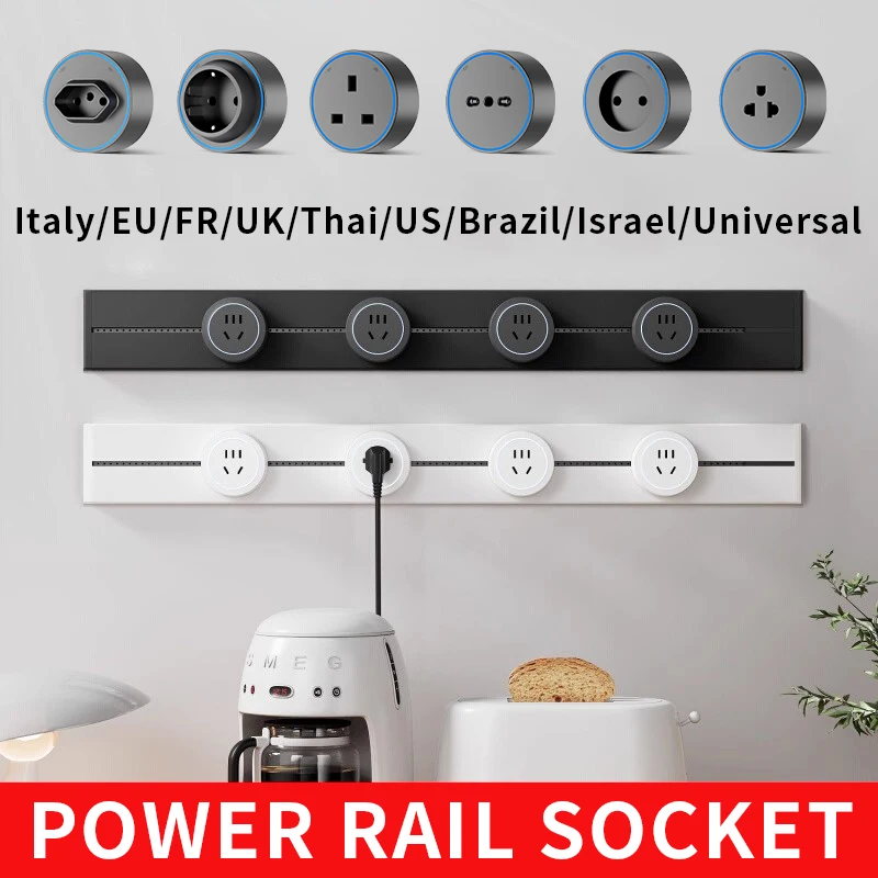 

﻿ Wall Power Track socket Brazil/Israel/Italy/Russian/Thai standard Home Kitchen Bathroom Office High End Electric Socket 8000W