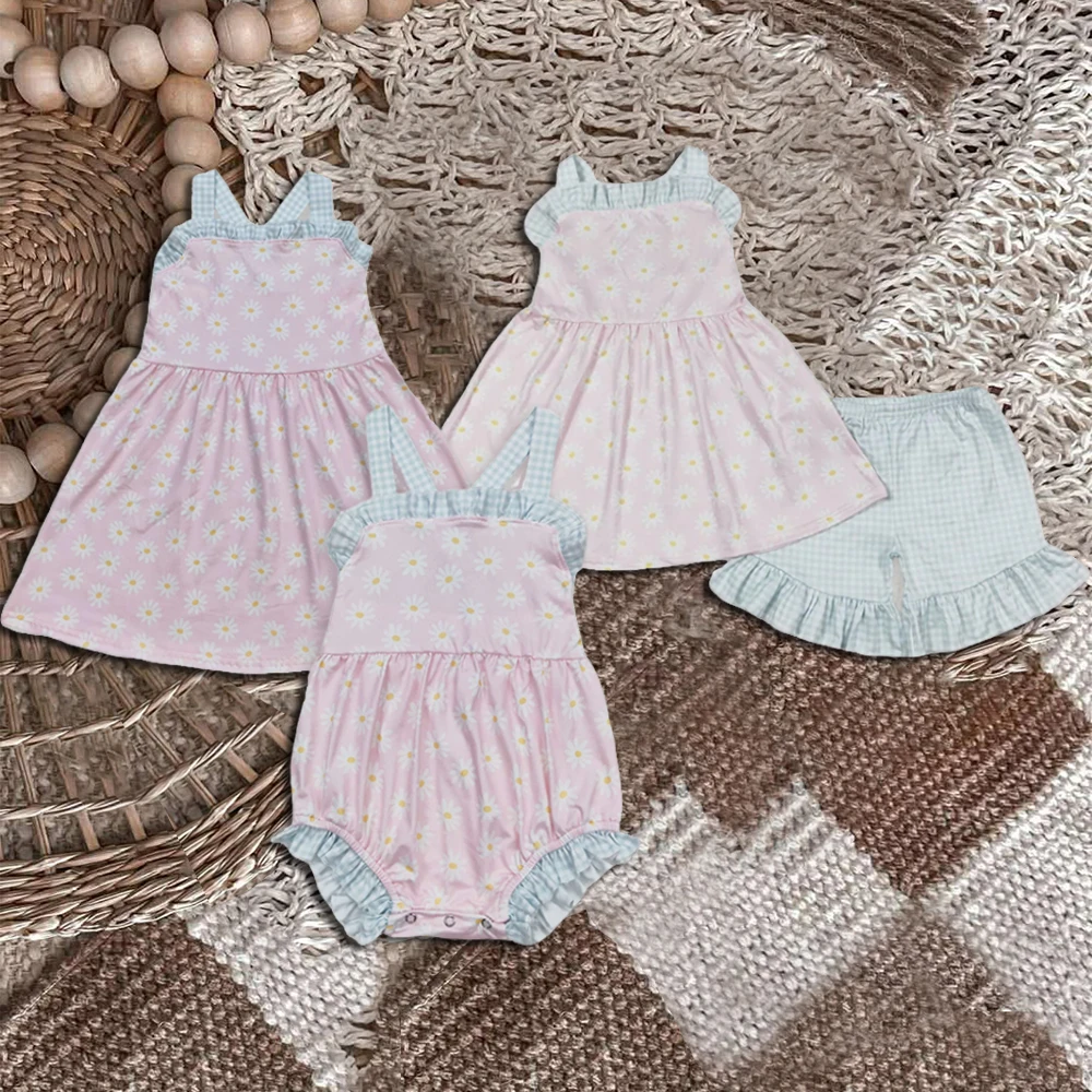 

z823-02 GSSO0724 Wholesale Boutique Children's clothing Sibling Matching Short sleeve shorts suit Summer baby girl clothes