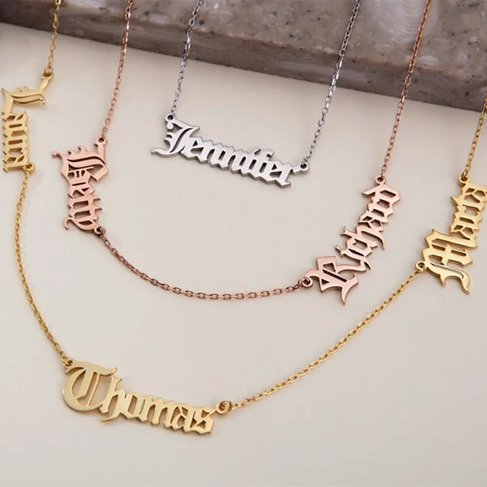 

Old English 1-3 Names Necklace Custom Multiple Name Necklace for Women Choker Gothic Jewelry Personalized Accesorios Hombre