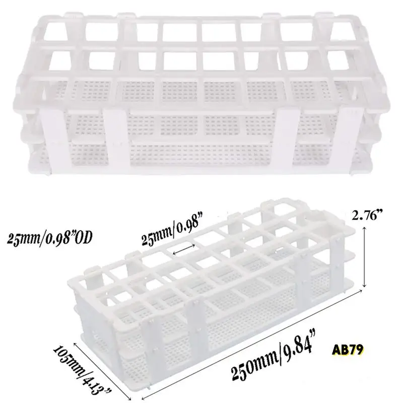 8 шт. пластиковая стойка для пробирок, 24 отверстия, лабораторная стойка для пробирок, держатель для пробирок 25 мм, съемный, белый