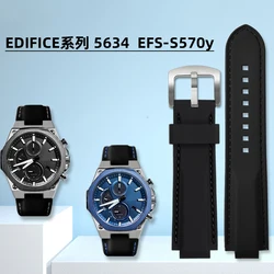 Modified Raised Mouth Silicone Strap For Casio EDIFICE Series 5634 EFS-S570 EFS-S570YD/YDC/YDB Outdoor Sports Rubber Watchband