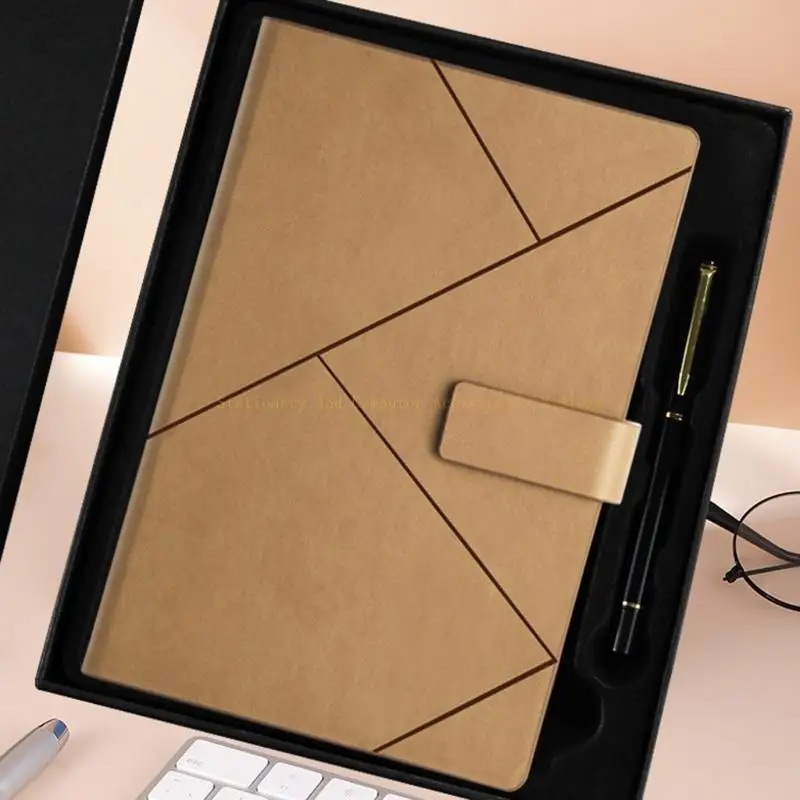 Luxurious Leather Office Journal Notebook Business Daily Planner Notepad Pen Set