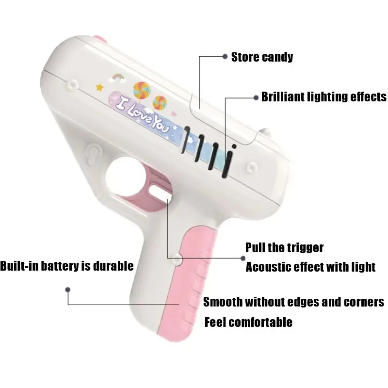 Cute Love Surprise Gun Lollipop Holder Creative Toy Candy Storage Christmas Gift for Boy Children Kids Funny Surprise Gift