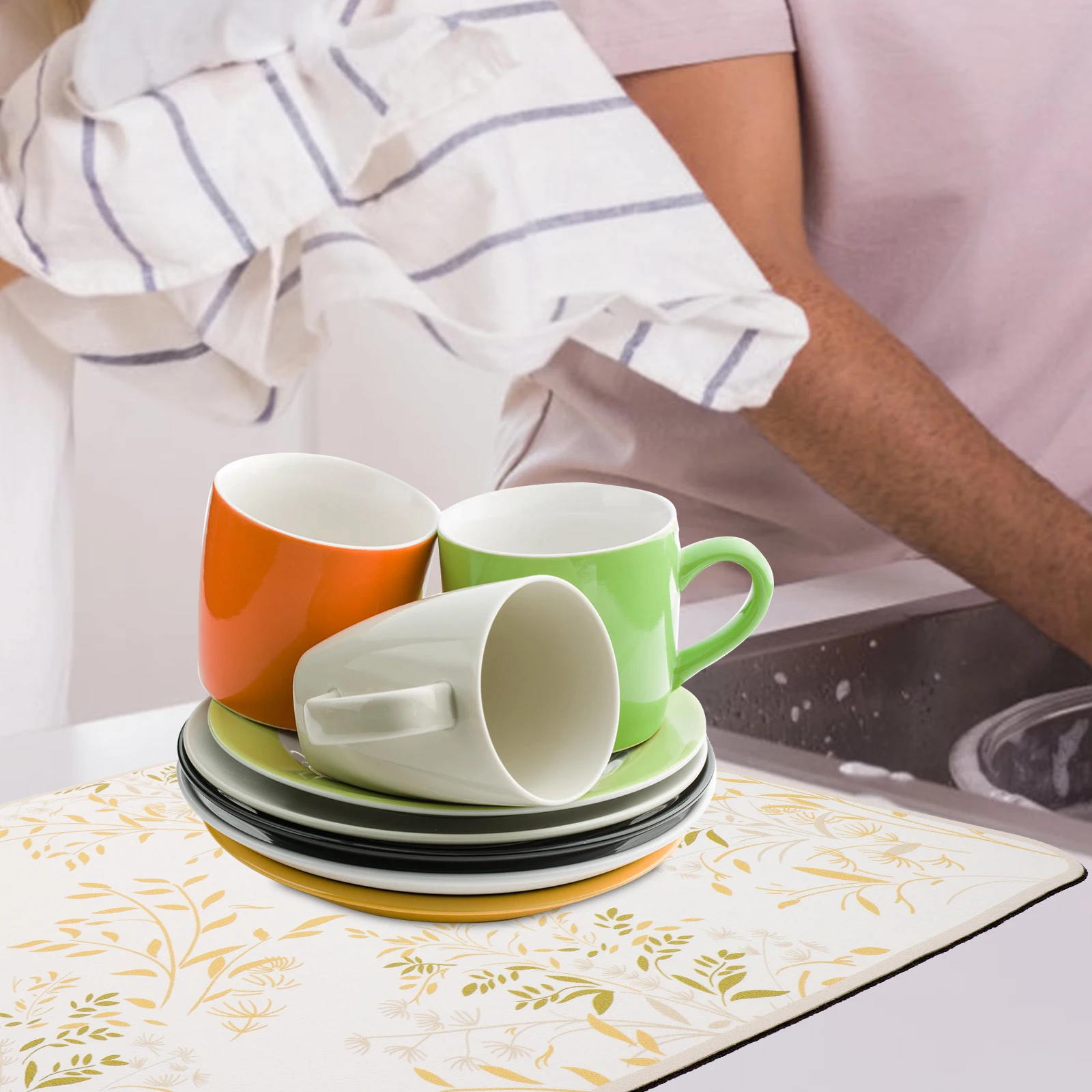 

Dish Drying Kitchen Sink Mats Universal Thin PVC Drainer Compact Lightweight Water Drainage PadKitchen Drying for Counter