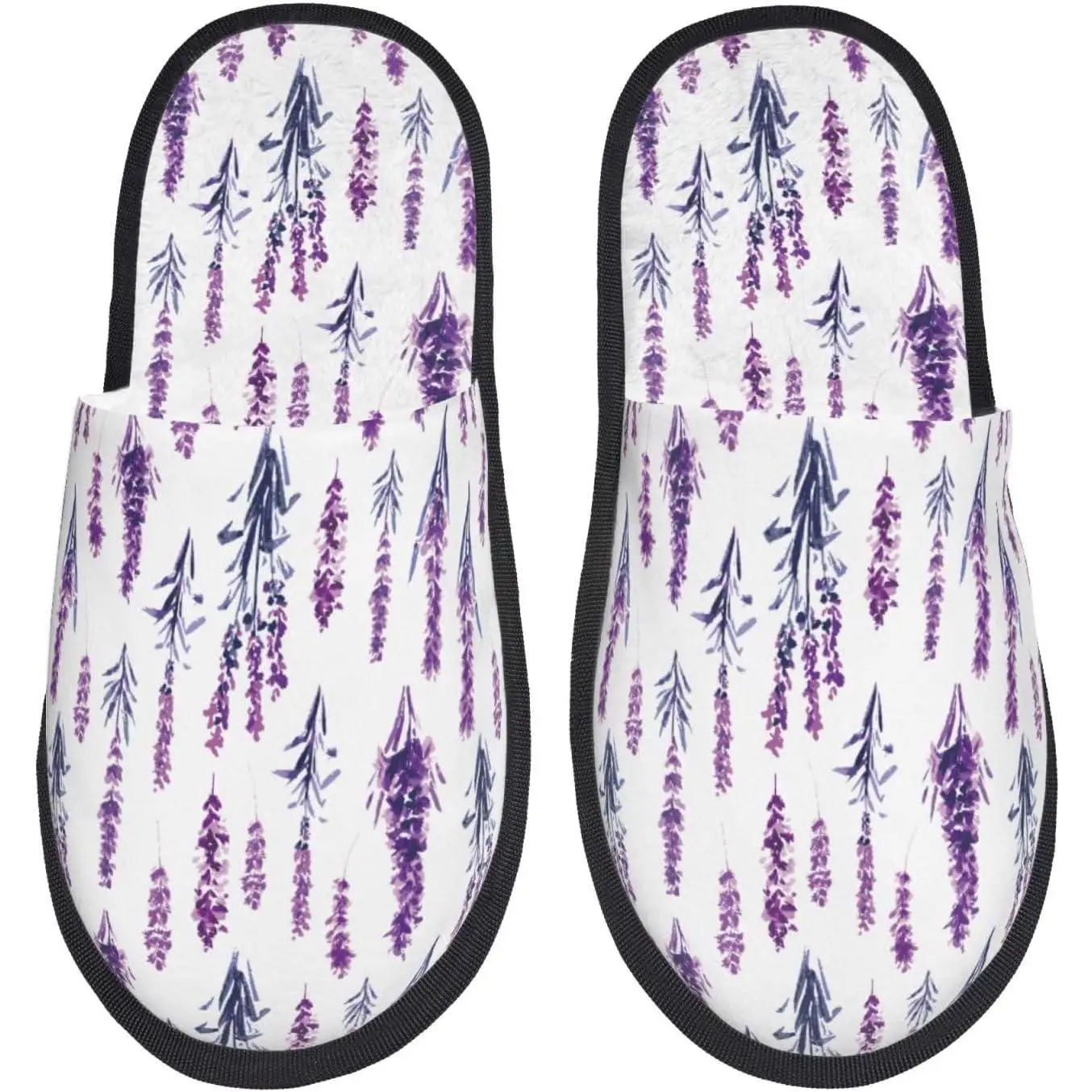 

Lavender Flowers Print Women Slippers Home Furry Shoes Keep Men Couples Shoes Warm For Women