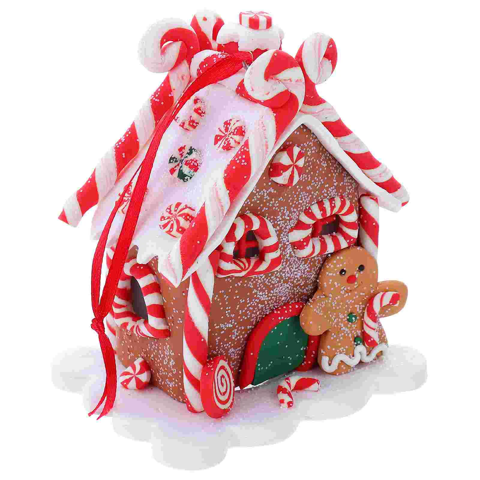 Christmas Cottage Pendant Xmas Tree Gingerbread House Hanging Decor Decorations Clay DIY Accessory Polymer