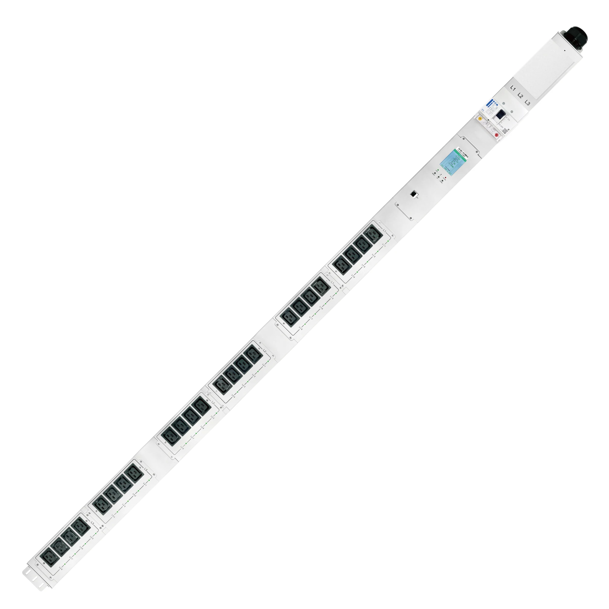 وحدة توزيع Powr مباشرة من المصنع 1U 380V 24 منفذ 3P جهاز تحكم عن بعد ذكي مثبت على الرف PDU مع قاطع الدائرة
