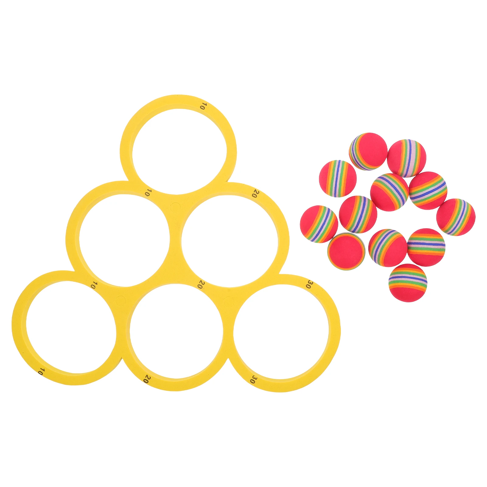 Zestaw do gry w rzucanie kółkami Eva z 12 pływającymi kółkami do basenu, sportów rodzinnych, gier wodnych na świeżym powietrzu z oznaczeniami punktacji.