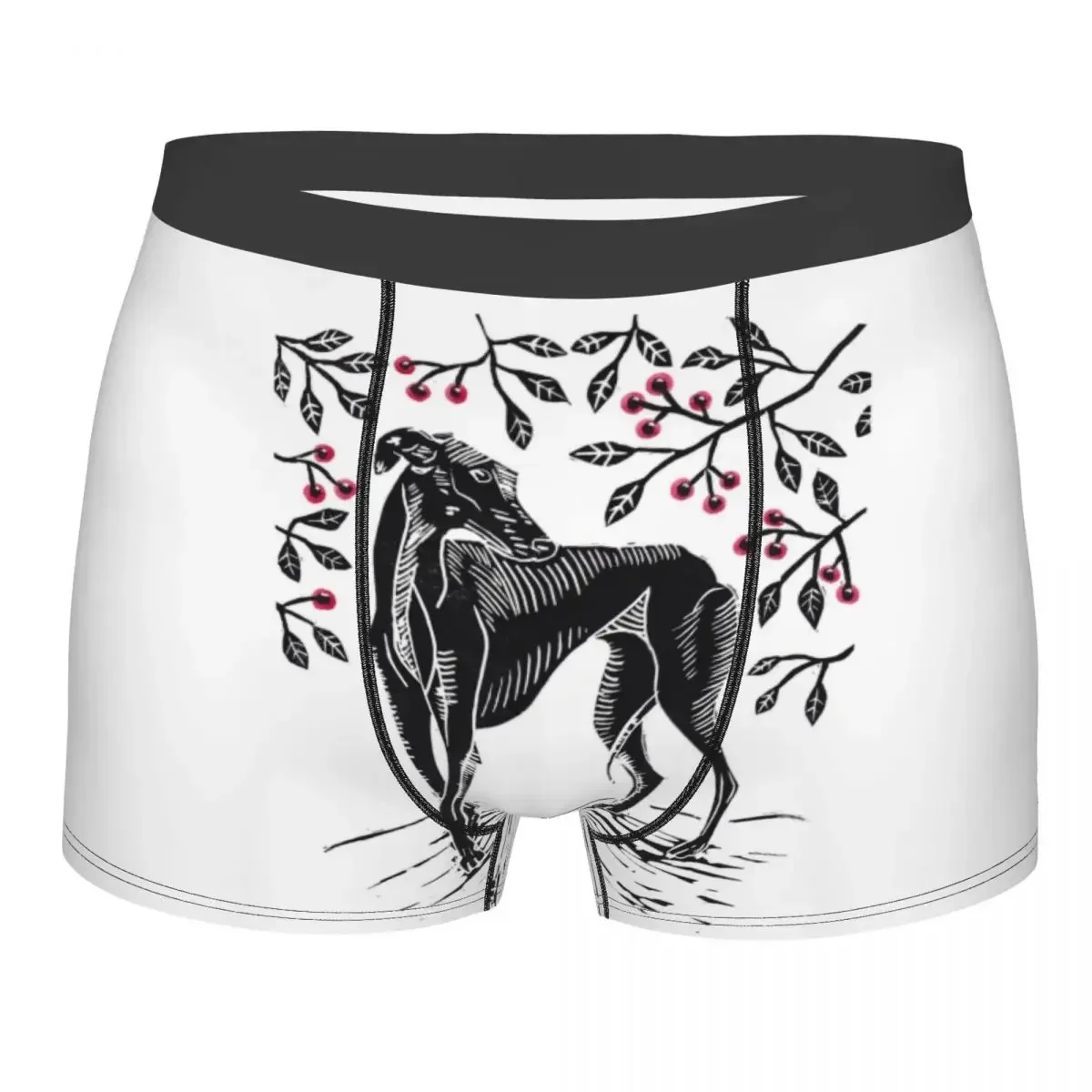 Custom Male Fashion Beneath The Cherry Tree Funny Greyhound Dog Underwear Lurcher Whippet Boxer Briefs Shorts Panties Underpants