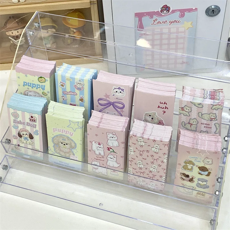 100pcs Hand-painted Ins Cat and Dog Sealing Sticker Cute Cream Sealing Sticker Packing Out Card Hand Account Special Sticker