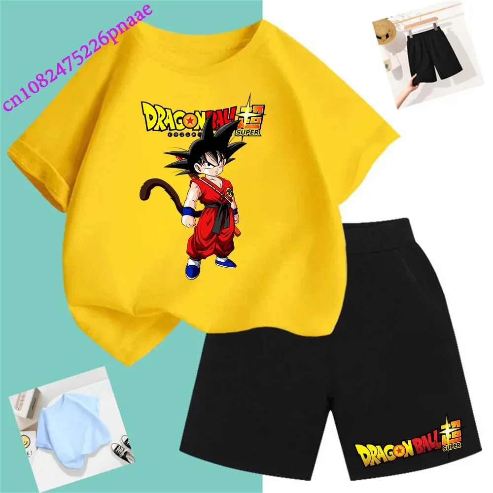 Dragon Ball t shirt Fashion Summerdress2024 Short Kid Short T-shirt Baby Tee Sets Fashion Casual O-neck Breathable Kawaii Shorts