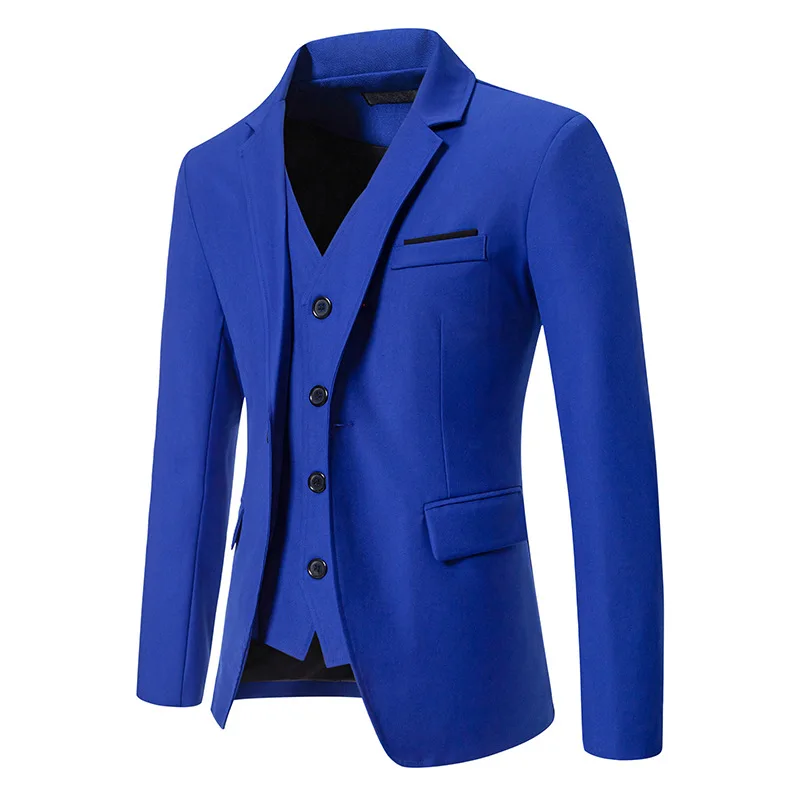 

Royal Blue Fake Two Pieces Vest Blazer Men 2024 Brand Single Breasted Suit Blazer Jacket Men Party Wedding Prom Tuxedo Blazers