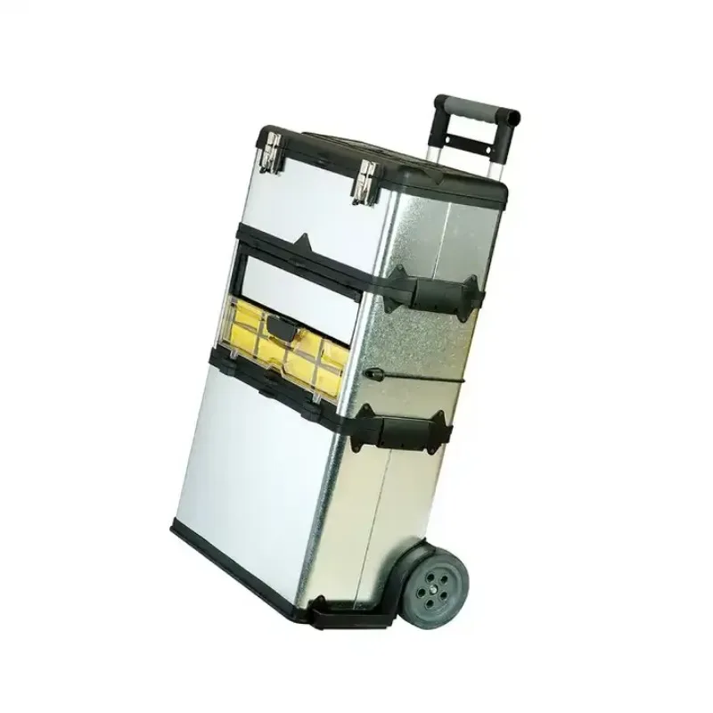 Wheeled storage combination toolbox Plastic garage trolley toolbox Stackable workshop 580x350x838mm