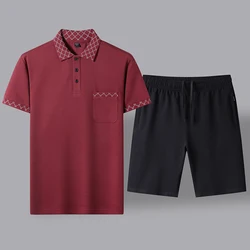 Conjuntos soltos de polo masculino, botão de lapela, bolsos emendados, roupas grandes, conjuntos casuais com tudo combina, nova moda, verão, 2024