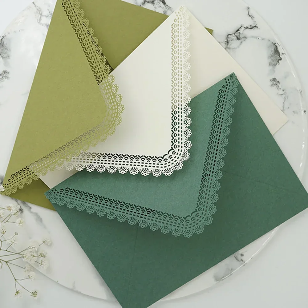 5pcs Hollow Lace Envelopes Exquisite Letter Pads Bag for Wedding Party Invitation Cards Cover Gifts Packaging Cute Cash Bags