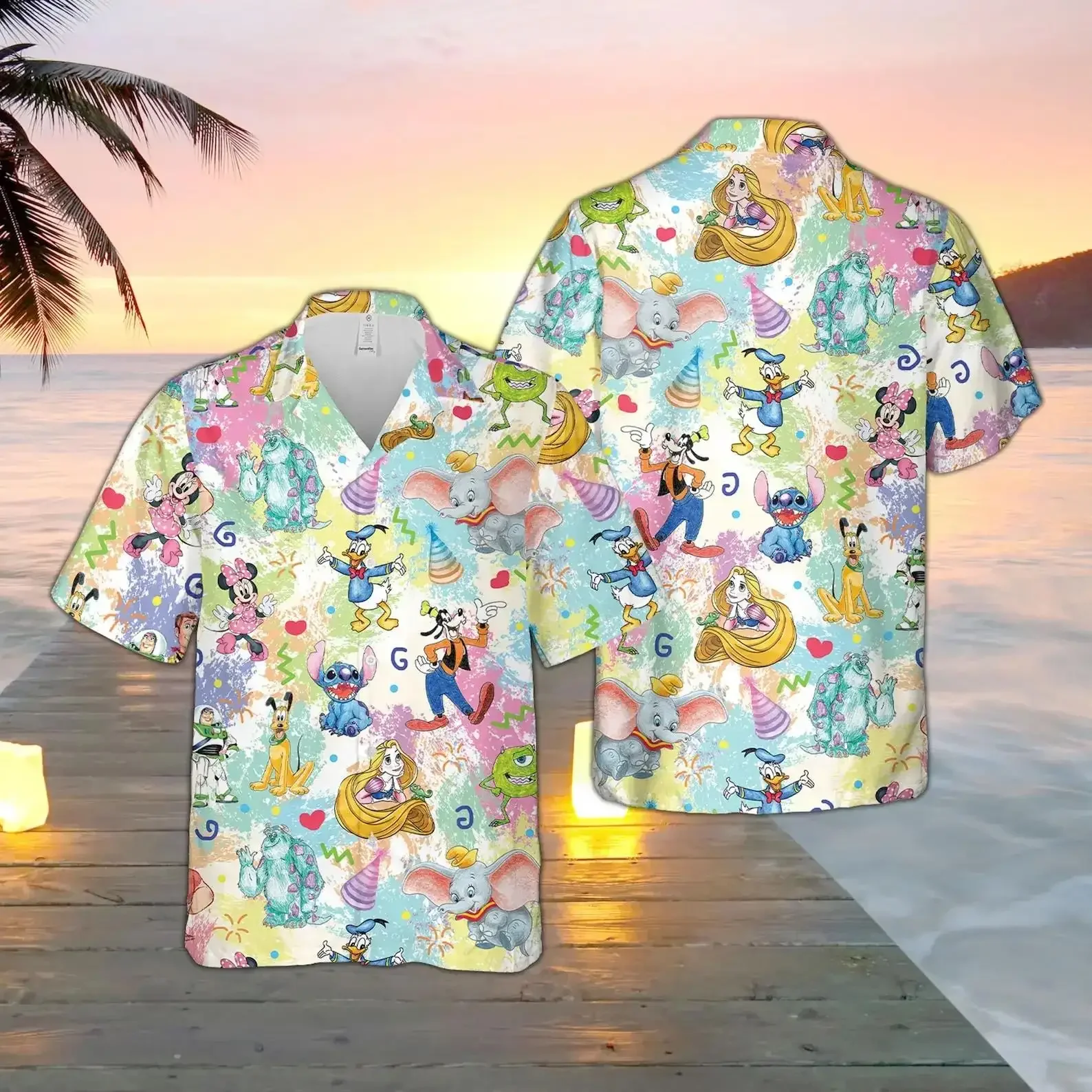 Disney's Most Magical Castle Hawaiian Shirt Men's and Women's Short Sleeved Button Up Cardigan Mickey Beach Men's Shirt