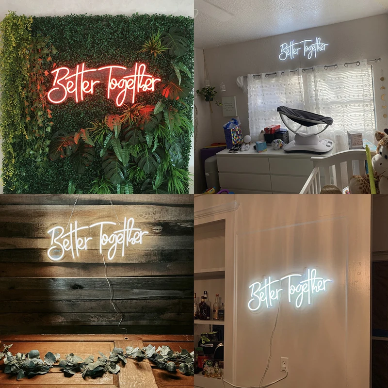 Custom Neon Signs 12V Led  Light for Better Together Acrylic Home Room Wall Decoration Bedroom Decor Ins Party Wedding Signs