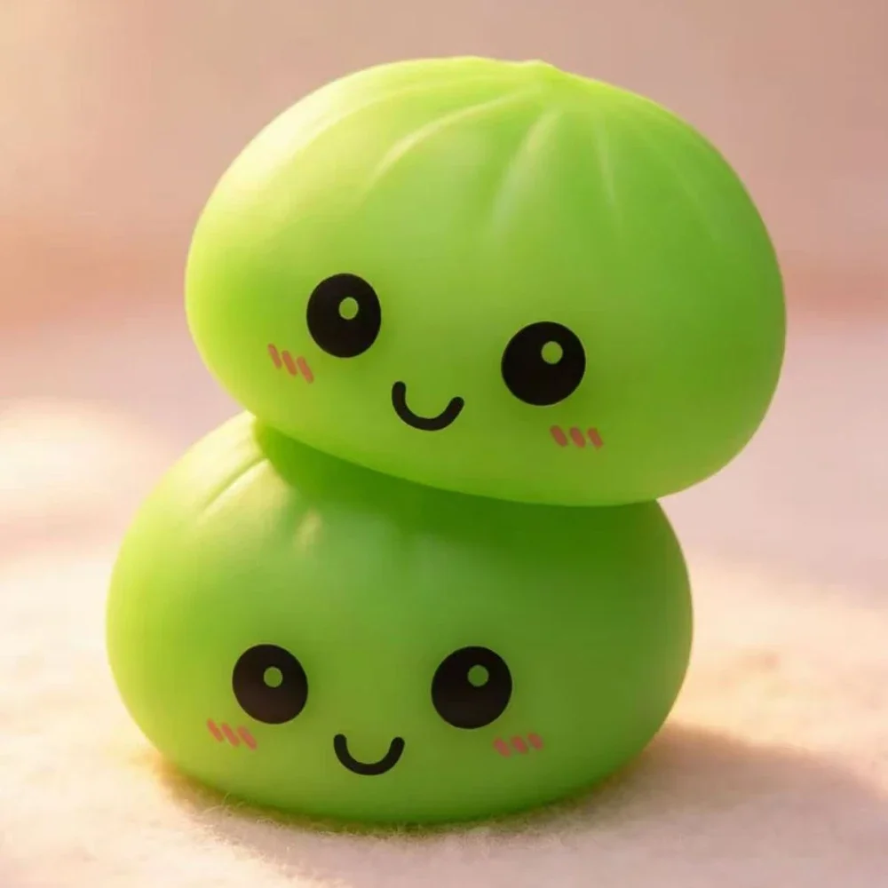 Leuchtender Bubble-Spitting-Steamed-Bun-Stressball: Realistisches Lebensmittel-Design, Ästhetisches Büro-Schreibtisch-Deko-Spielzeug zur Stresslinderung – Detail 12