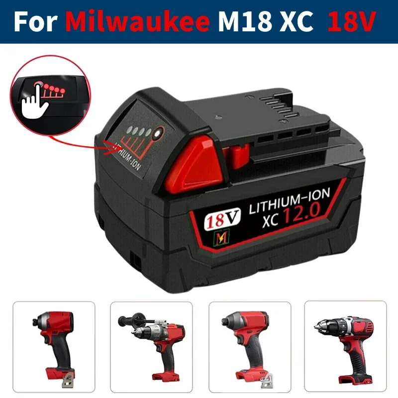 

12.0Ah 18V Lithium Battery for Milwaukee M18 Power Tool 48-11-1815 48-11-1850 48-11-1860 Z50 Replacement Battery and Charger