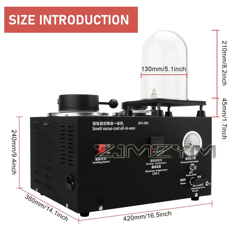 Imagem -03 - Máquina de Fundição de Jóias de Metal Precioso Vácuo e Equipamentos de Fusão Refino Ferramenta de Fundição de Jóias 13kg 220v 110v 1800w em 1