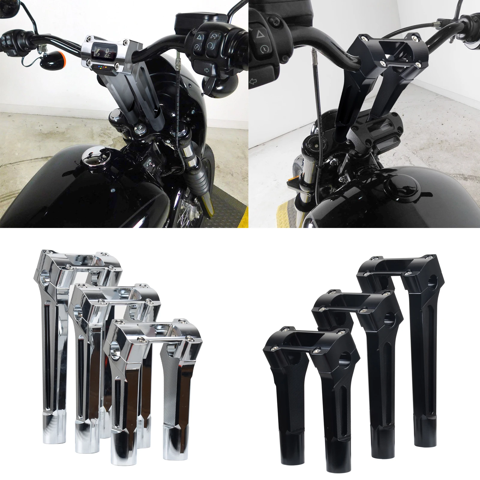 

6"8" Motorcycle Handlebar Riser Clamp With Display Straight for Harley Dyna M8 Softail Street Bob 2018 2019 2020 2021