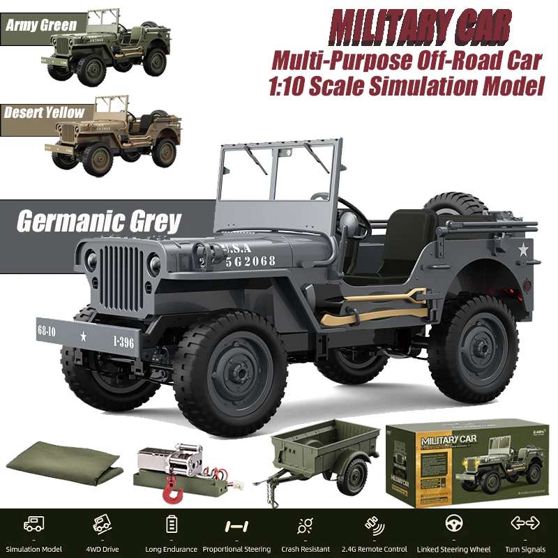 

JJRC C8815 Радиоуправляемый автомобиль 1941 JEEP WILLYS 2,4 г 4wd RTR Гусеничный альпинистский вес Военный грузовик Внедорожник Игрушка для взрослых Подарок для детей