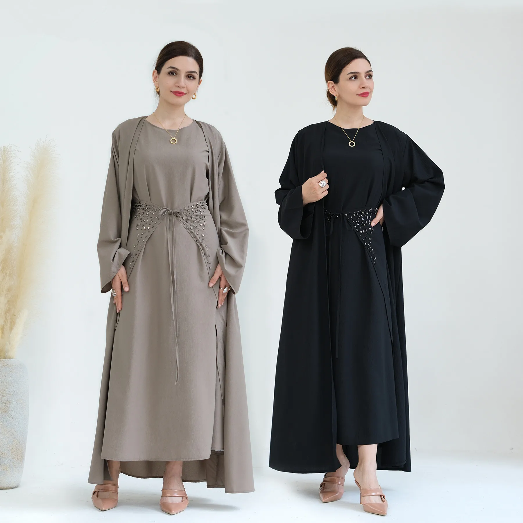

Ramadan Muslim Sets Women Kimono Dress Wrap Dubai Kaftan Arabic Abaya Turkey Outfits Kebaya Islam Jalabiya Eid Caftan Femme Robe