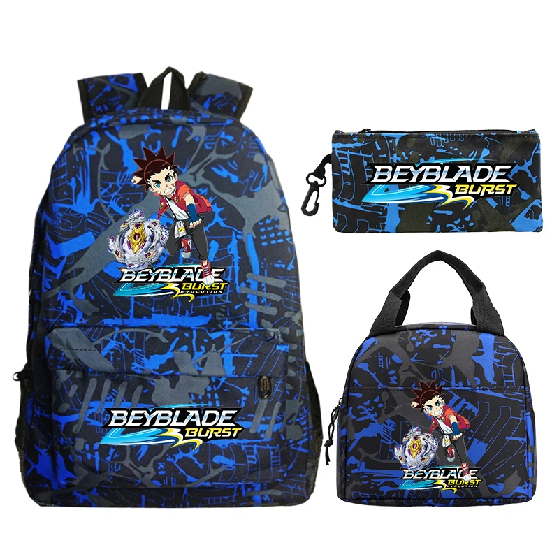 Anime Beyblade Printed Backpack Set Fashion School Bag Children Rucksack Bookbag Lunch Bag Pencil Case for Boys Girls Student